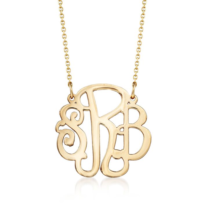 14kt Yellow Gold Small Script Monogram Necklace | Ross-Simons