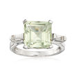 4.50 Carat Green Prasiolite and .20 ct. t.w. White Topaz Ring in Sterling Silver