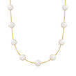 8-8.5mm Cultured Pearl Station Necklace in 18kt Gold Over Sterling