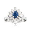 C. 1985 Vintage .80 Carat Sapphire and .60 ct. t.w. Diamond Cocktail Ring in Platinum