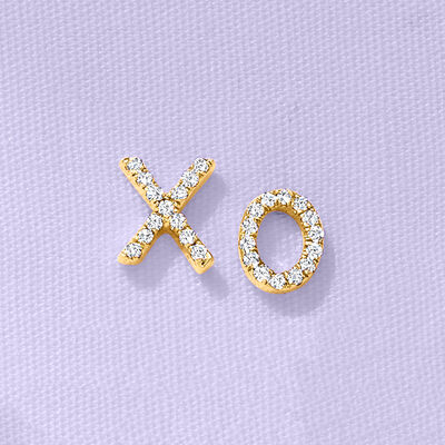 .10 ct. t.w. Diamond XO Mismatch Stud Earrings in 14kt Yellow Gold