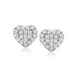 .20 ct. t.w. Pave Diamond Heart Stud Earrings in 14kt Yellow Gold