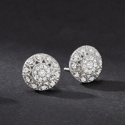 .50 ct. t.w. Diamond Cluster Stud Earrings in Sterling Silver