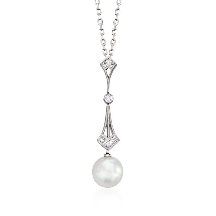 Mikimoto 7.5mm A+ Akoya Pearl Drop Pendant Necklace with Diamond Accents in 18kt White Gold