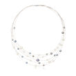 C. 1980 Vintage 4-6.5mm Multicolored Cultured Pearl Multi-Strand Necklace in 18kt White Gold