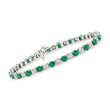 4.80 ct. t.w. Emerald and 1.00 ct. t.w. Diamond Tennis Bracelet in Sterling Silver