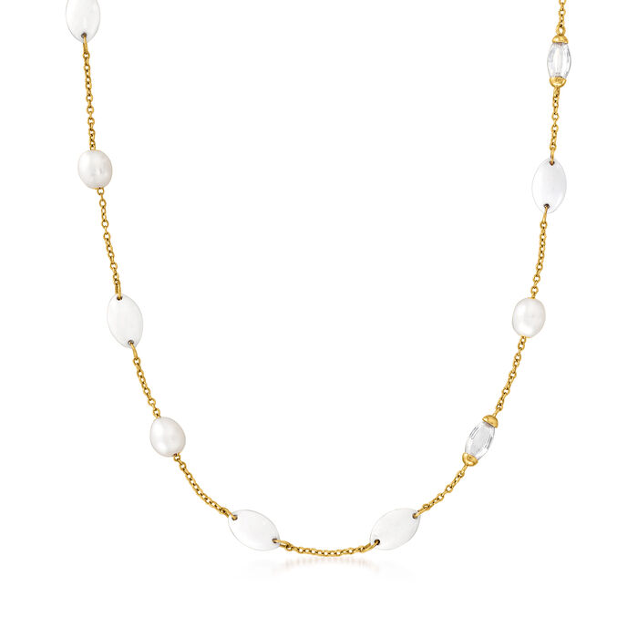 C. 2000 Vintage Mimi Milano 10x8mm Cultured Pearl and Multi-Gem Necklace in 18kt Yellow Gold
