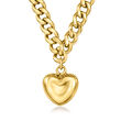 Italian 18kt Gold Over Sterling Puffed Heart Curb-Link Necklace