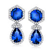 6.60 ct. t.w. Simulated Sapphire and .80 ct. t.w. CZ Drop Earrings in Sterling Silver