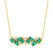 .60 ct. t.w. Emerald and .17 ct. t.w. Diamond Bar Necklace in 14kt Yellow Gold