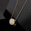 2.00 ct. t.w. Lab-Grown Diamond Halo Pendant Necklace in 14kt Yellow Gold