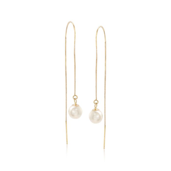 6-6.5mm Cultured Pearl Threader Earrings in 14kt Yellow Gold