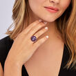 C. 1990 Vintage 12.50 Carat Amethyst and 1.00 ct. t.w. Ruby Ring in 14kt Yellow Gold