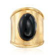 Italian Black Onyx Shield Ring in 24kt Yellow Gold Over Sterling Silver