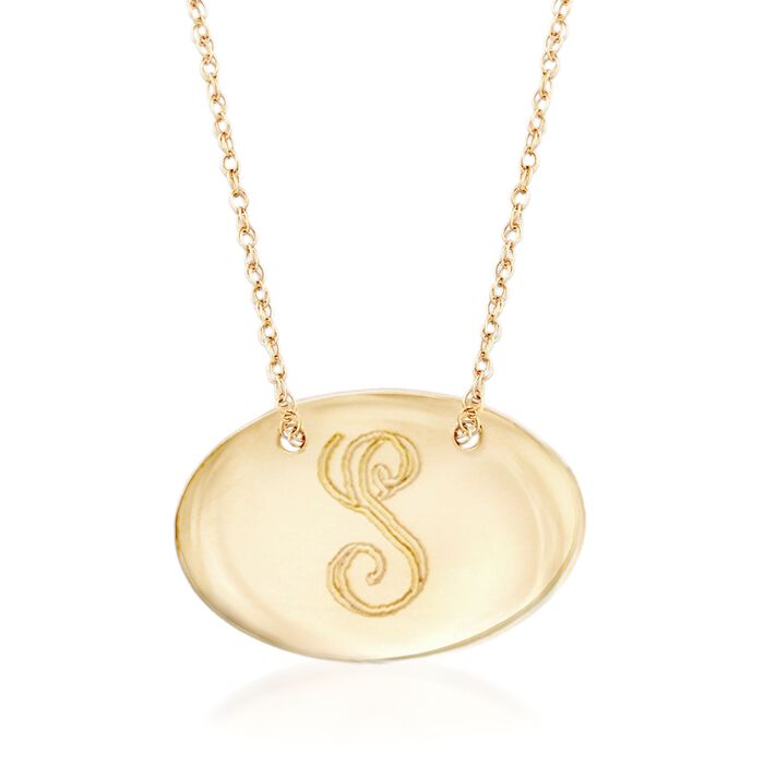 14kt Yellow Gold Personalized Oval Disc Necklace