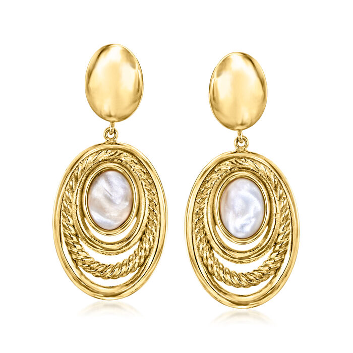 Italian Mother-of-Pearl Drop Earrings in 18kt Gold Over Sterling