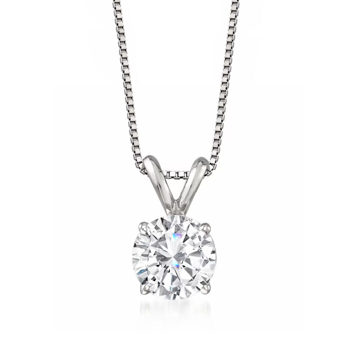1.00 Carat Diamond Solitaire Necklace in 14kt White Gold