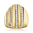 C. 1980 Vintage 1.13 ct. t.w. Diamond Striped Ring in 18kt Yellow Gold
