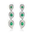 2.80 ct. t.w. Diamond and 2.74 ct. t.w. Emerald Drop Earrings in 18kt White Gold