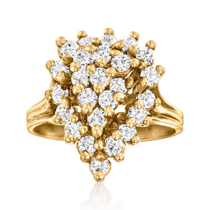C. 1980 Vintage .80 ct. t.w. Diamond Cluster Ring in 14kt Yellow Gold