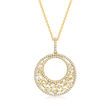 .75 ct. t.w. Baguette and Round Diamond Open-Circle Pendant Necklace in 14kt Yellow Gold