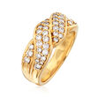 C. 1990 Vintage .75 ct. t.w. Diamond Crossover Wave Ring in 18kt Yellow Gold