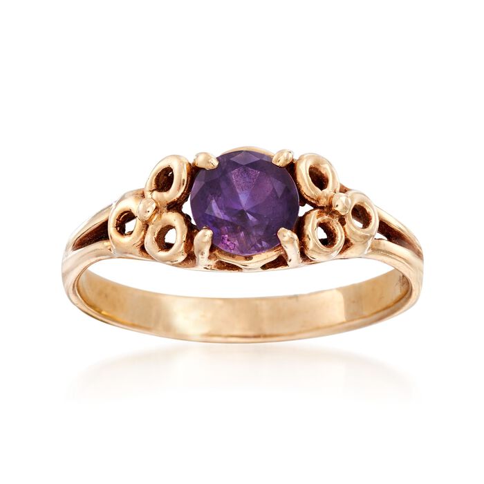 C. 1990 Vintage .55 Carat Amethyst Ring in 14kt Yellow Gold