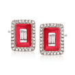 .20 ct. t.w. Diamond Earrings with Red Enamel in 18kt White Gold