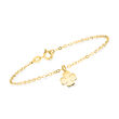 Italian 14kt Yellow Gold Four-Leaf Clover Charm Bracelet