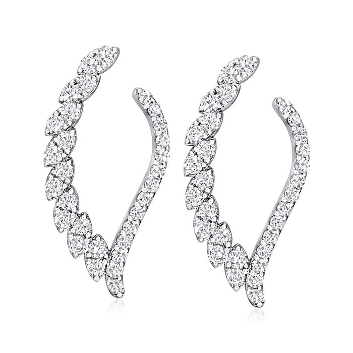 3.05 ct. t.w. Diamond V-Shaped Drop Earrings in 14kt White Gold