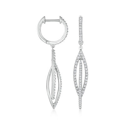 .75 ct. t.w. Diamond Navette Hoop Drop Earrings