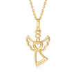 10kt Yellow Gold Angel with Heart Pendant Necklace