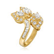 C. 1980 Vintage 1.55 ct. t.w. Diamond Leaf Ring in 18kt Yellow Gold