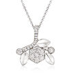 C. 1990 Vintage .75 ct. t.w. Diamond Flower Pendant Necklace in 18kt White Gold