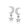 .10 ct. t.w. Diamond Moon and Star Drop Earrings in Sterling Silver