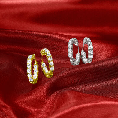 2.40 ct. t.w. Diamond Inside-Outside Hoop Earrings in 18kt Gold Over Sterling