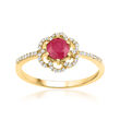 .50 Carat Ruby Flower Ring with .12 ct. t.w. Diamonds in 14kt Yellow Gold
