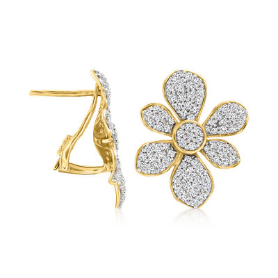1.50 ct. t.w. Diamond Flower Earrings in 14kt Yellow Gold