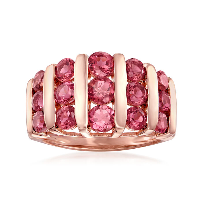 2.70 ct. t.w. Pink Tourmaline Ring in 18kt Rose Gold Over Sterling