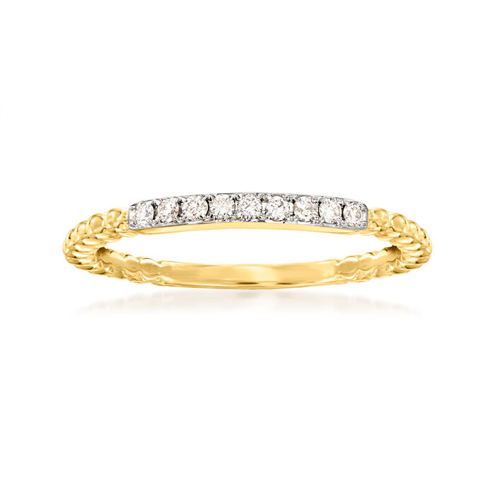 .10 ct. t.w. Diamond Beaded-Edge Ring in 14kt Yellow Gold