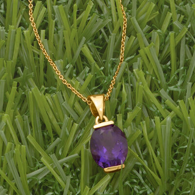 2.40 Carat Amethyst Pendant Necklace in 18kt Yellow Gold