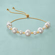 5-9mm Cultured Pearl and 14kt Yellow Gold Bead Bolo Bracelet