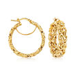 Italian 18kt Yellow Gold Byzantine Hoop Earrings