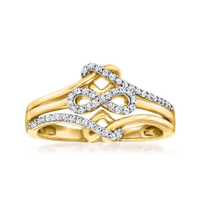 .20 ct. t.w. Diamond Infinity Symbol and Love Knot Ring in 14kt Yellow Gold