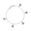 Multicolored Abalone Shell Star Anklet in Sterling Silver