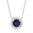 1.00 Carat Sapphire and .20 ct. t.w. Diamond Pendant Necklace in 14kt White Gold