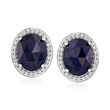 8.00 ct. t.w. Sapphire and .30 ct. t.w. White Topaz Stud Earrings in Sterling Silver