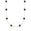 8mm Onyx Bead Station Necklace in 14kt Yellow Gold