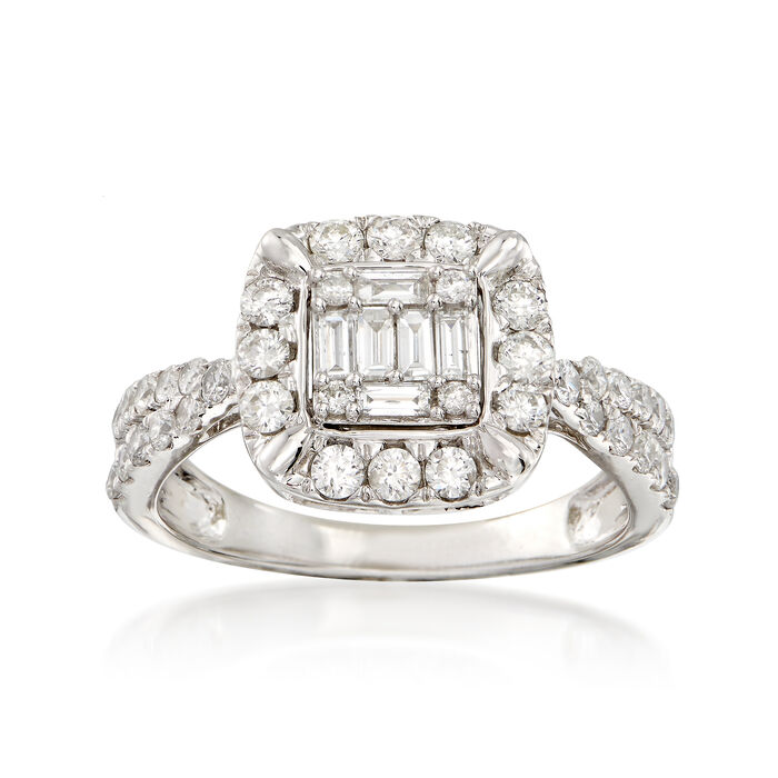1.01 ct. t.w. Baguette and Round Diamond Ring in 14kt White Gold