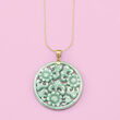 Green Jade Floral Pendant with 14kt Yellow Gold